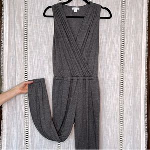 Soft & comfy grey knit jumpsuit. Sleeveless, full length, size S